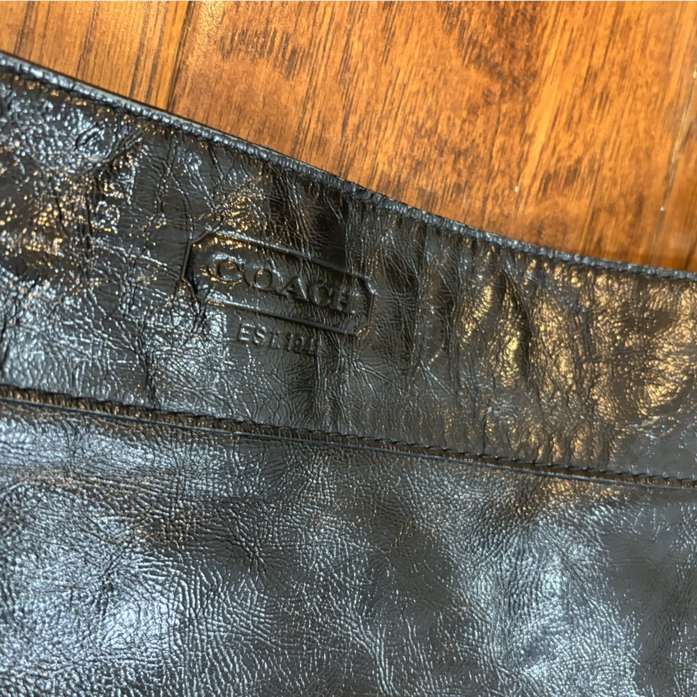 Vintage Y2K Coach Black Leather Shoulder Bag | Silver Hardware | Purple Lining - Picture 4 of 11